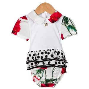Dolce Gabana Girls Floral and Polkasot Onesie 3-6M